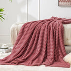 BEDELITE Ribbed Jacquard Brick Dust Fleece Twin Blanket - Image 2