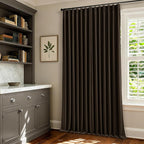 Dark Brown Pleated Double Layer Thick Linen Curtains 90 Inches Long | - Image 8