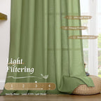 Green Semi Sheer Linen Curtains - Image 4