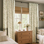 Blackout Vintage Floral Linen Curtains Green on Beige 50×96 2 Panels | Elisa - Image 6