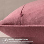 MIULEE Decorative Linen Euro Sham Pillow Covers 22x22 Inch Cranberry Red | Boho - Image 3