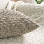 Set of 4 Taupe Decorative Throw Pillow Covers 16x16 Inch Corduroy Pillow Covers - Image 6