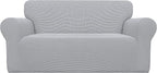 Easy-Going Stretch Loveseat Couch Covers Washable Silver Gray | 1-Piece by Easy-Going