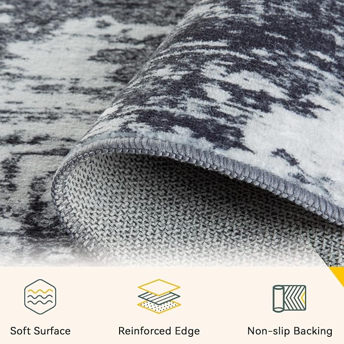 RELEANY Washable 4'x6' Abstract Area Rug - Image 5