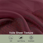 Sheer Curtains 84 Inches Long 2 Panels Set, Burgundy Sheer Curtain - Image 4
