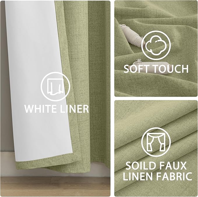 Yakamok Sage Linen Textured Curtains 72 Inches Long - Image 6