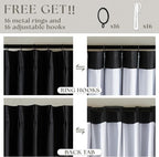 Black Pleat Linen Blackout 102 Inch Curtains - Image 6