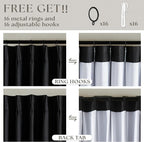 Black Pinch Pleated Full Blackout Linen 80 Inch Window Curtains 2 Panels | 100% - Image 6