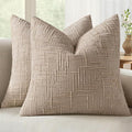 MIULEE Chenille Textured Euro Throw Pillow Covers Oatmeal 24x24 Set of 2 | by MIULEE