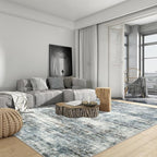 6x9 Area Rugs for Living Room: Washable Abstract Blue Multi Badroom Carpet | - Image 4
