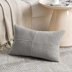 Fancy Homi 2 Packs Grey Long Lumbar Decorative Throw Pillow Covers 16x24 Inch - Image 2