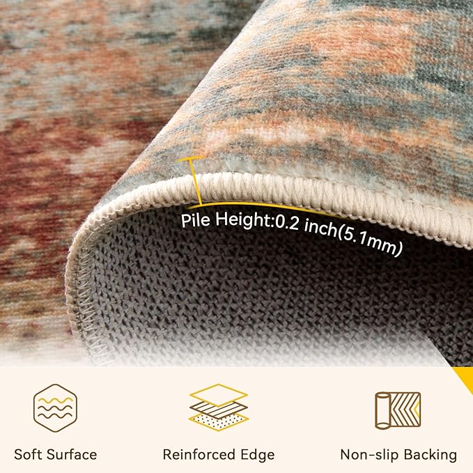RELEANY Washable Runner 2'x8' Abstract Area Rug - Image 6
