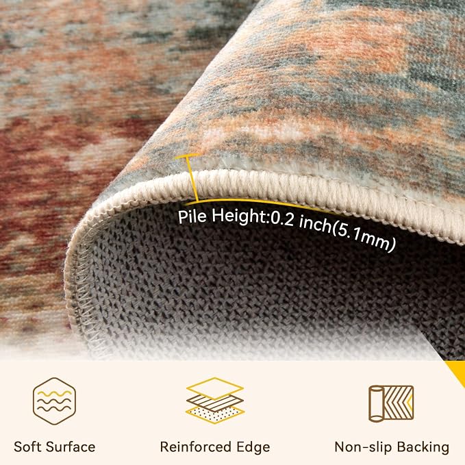RELEANY Washable 5'x8' Abstract Area Rug - Image 5