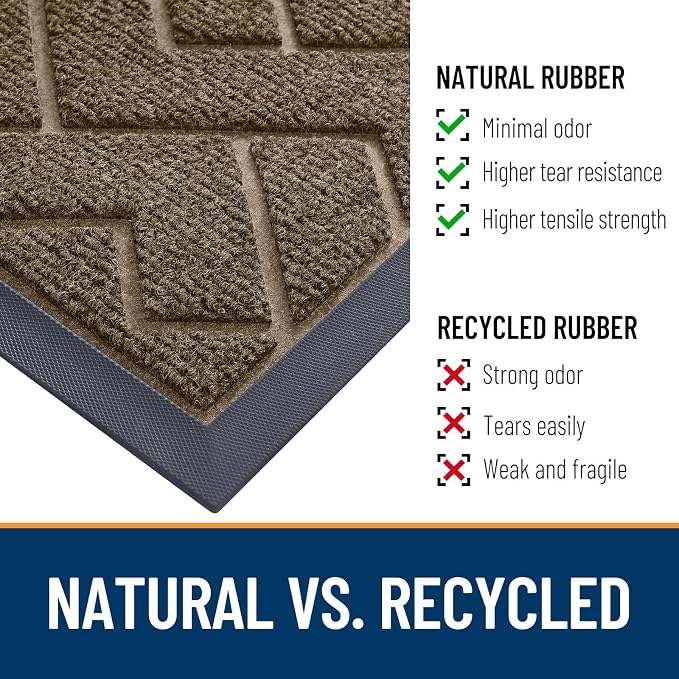 OLANLY Front Door Mat Outside 35x23, All-Season Absorbent Rubber Doormat | Brown - Image 5