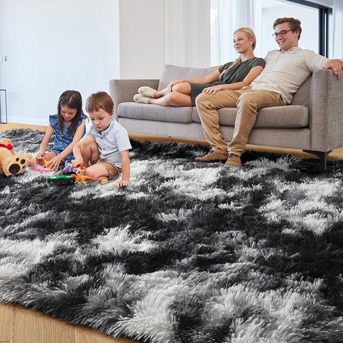 Black White Grey Rugs for Living Room 5x8, Fluffy Vintage Rugs for Kids Room | - Image 7