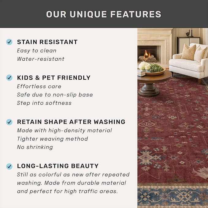 Burgundy 3x10 Long Runner Rug for Hallway - Image 6