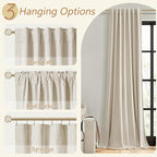 100% Blackout Linen Curtains for Bedroom 96 inches Long, Thermal Insulated Room - Image 6