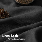 Solid Black Curtains 96 Inches Long 2 Panel Set Back Tab Sheer Black Linen - Image 3