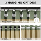 MIULEE 100% Blackout Linen Curtains 42 x 63 Inch Olive Green 2 Panels | Thermal - Image 5