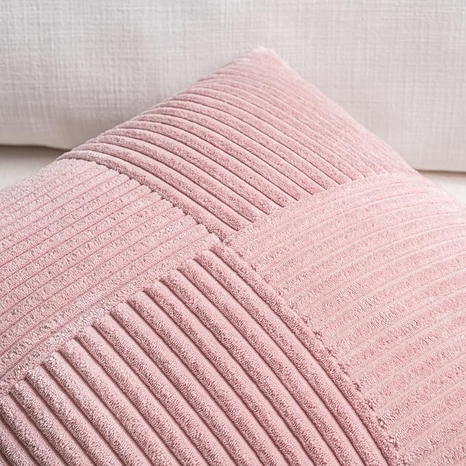Fancy Homi 2 Packs Blush Pink Samll Decorative Throw Pillow Covers 14x14 Inch - Image 3