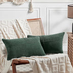 Fancy Homi Set of 2 Dark Green Lumbar Decorative Throw Pillow Covers 14x22 Inch by Fancy+Homi