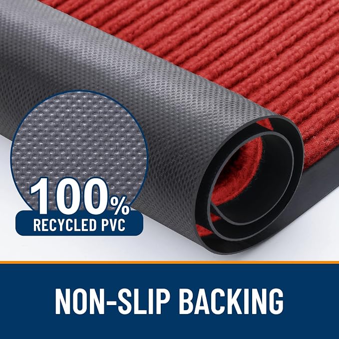OLANLY Front Door Mat 40x32, Waterproof Heavy-Duty Indoor Outdoor Doormat | Red - Image 3