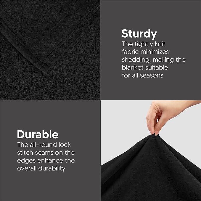 Utopia Bedding Ultra Soft Fleece Bed Blanket King Size Black | Microfiber Plush - Image 5