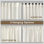 Pitalk 48 Inch Curtains for Cafe Kitchen Cream Linen Semi Sheer Short Curtains - Image 5