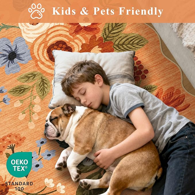 DUKINO 3x5 Area Rugs, Non Slip Floral Washable Rug - Image 4