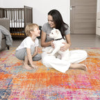 2x5 Washable Runner Rug：Modern Abstract Soft Carpet Galaxy Haze | - Image 2