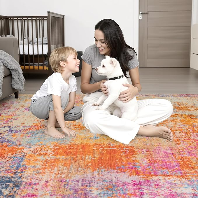 Area Rug Living Room: 3x5 Modern Washable Soft Carpet Galaxy Haze | - Image 7