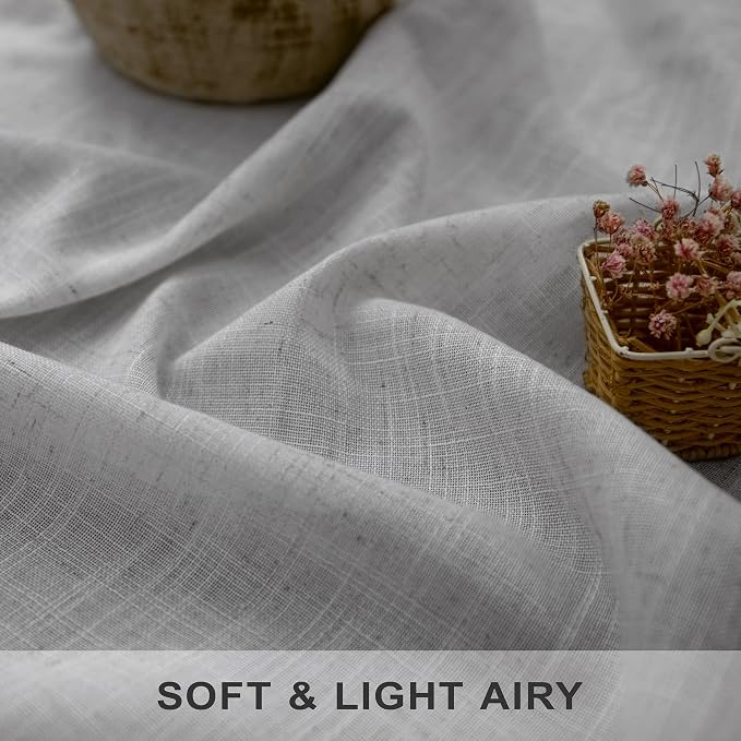 Pitalk Grey Linen Curtains 5 FT Wide by 84 Inch Length - Image 3
