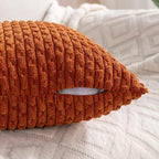 Set of 4 Burnt Orange Decorative Throw Pillow Covers 16x16 Inch Corduroy Pillow - Image 4