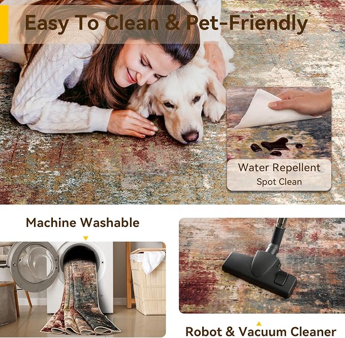 RELEANY Washable 2'x4' Abstract Area Rug - Image 5