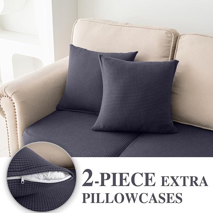 LA MEACK Couch Cushion Covers for Sectional Sofa L Shape Washable Separate Seat - Image 3