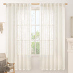 72 inch Length Cream Linen Curtains by LAMIT