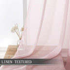 Tollpiz Short Sheer Curtains Linen Textured Living Room Curtain Sheers Light - Image 2
