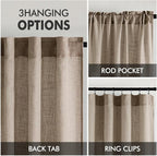MIULEE Taupe Grey Linen Curtains 52x84 Inch Length 2 Panels - Image 3