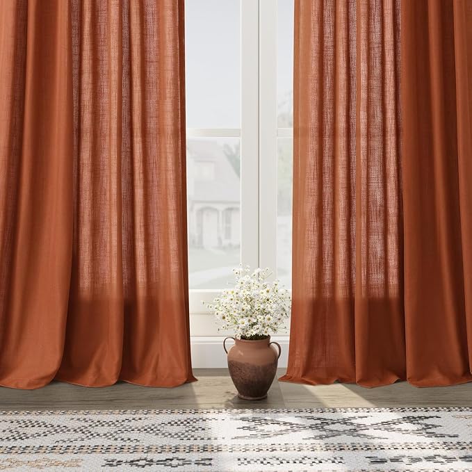 Extra Wide Long Curtains for Living Room 108 Inches Long Back Tab Terracotta - Image 5