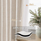 100% Blackout Linen Curtains 132 Inch Length 2 Panels Set - Image 3