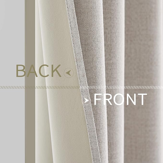 MIULEE Extra Wide 100% Blackout Linen Curtains - Image 3