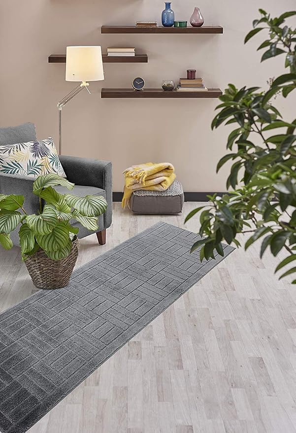 6 Ft Charcoal Hallway Runner Rug Non Slip Washable, Indoor Kitchen Entryway | - Image 5