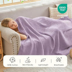 EMME Cotton Blanket Queen Size for Bed Soft Large Muslin Bed Blankets 90"x90" - Image 3