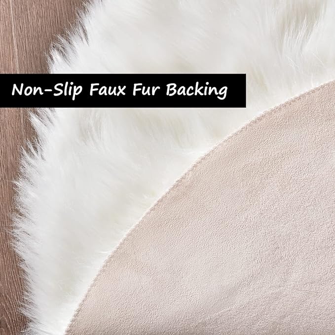 Goolela White Area Rug 5x7 Fluffy Fuzzy Furry Sheepskin Rug - Image 5