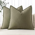 MIULEE Decorative Linen Pillow Covers 20x20 Inch Light Olive Green | Boho by MIULEE