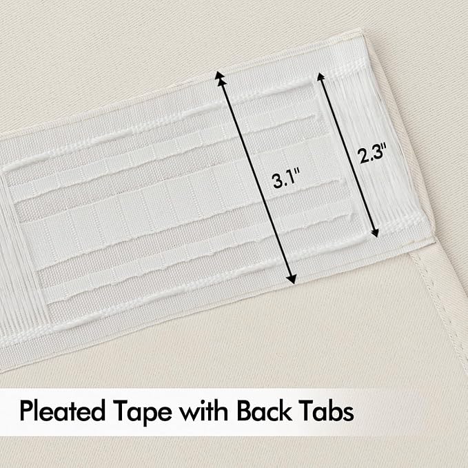 MIULEE Ivory Back Tab Blackout Curtains 52x108 Inch Long 2 Panels Set | Rod - Image 4