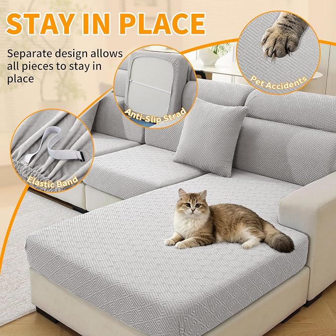 XINEAGE Couch Cushion Covers, Loveseat Seat Slipcovers - Image 5