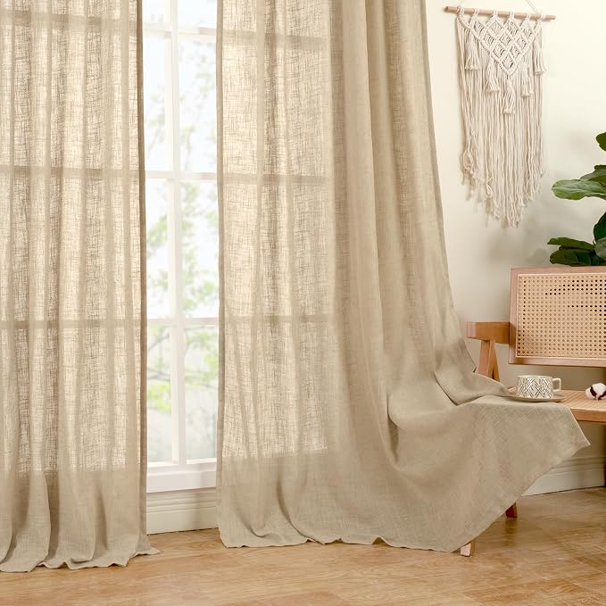 Faux Linen Window Curtains 63 inches Long - Image 9