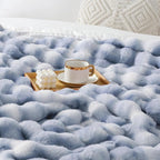 Luxury 1000GSM Faux Rabbit Fur Throw Blanket, Super Heavy Warm Cozy Grey - Image 5