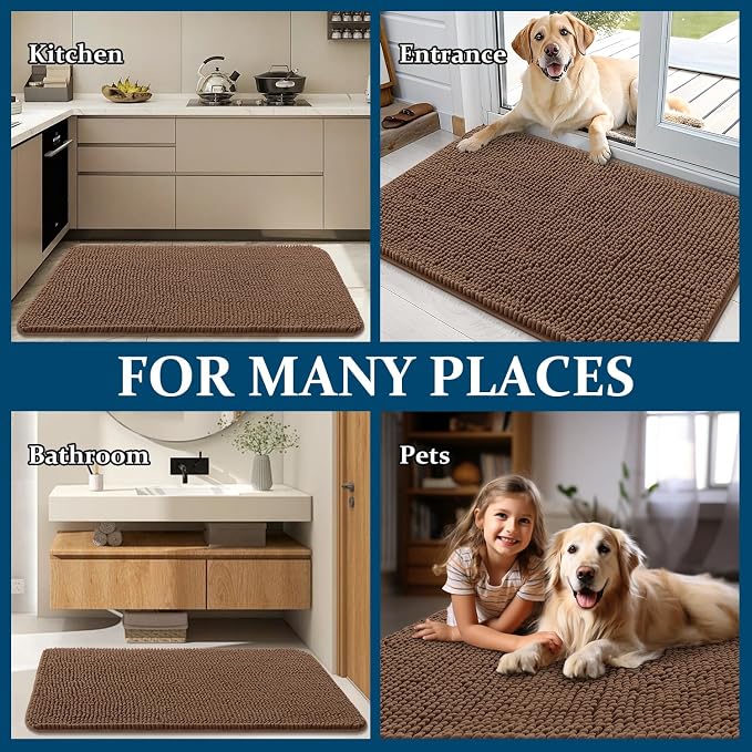 OLANLY Dog Door Mat for Muddy Paws 45x27, Super Absorbent Chenille Mud Mat | - Image 8
